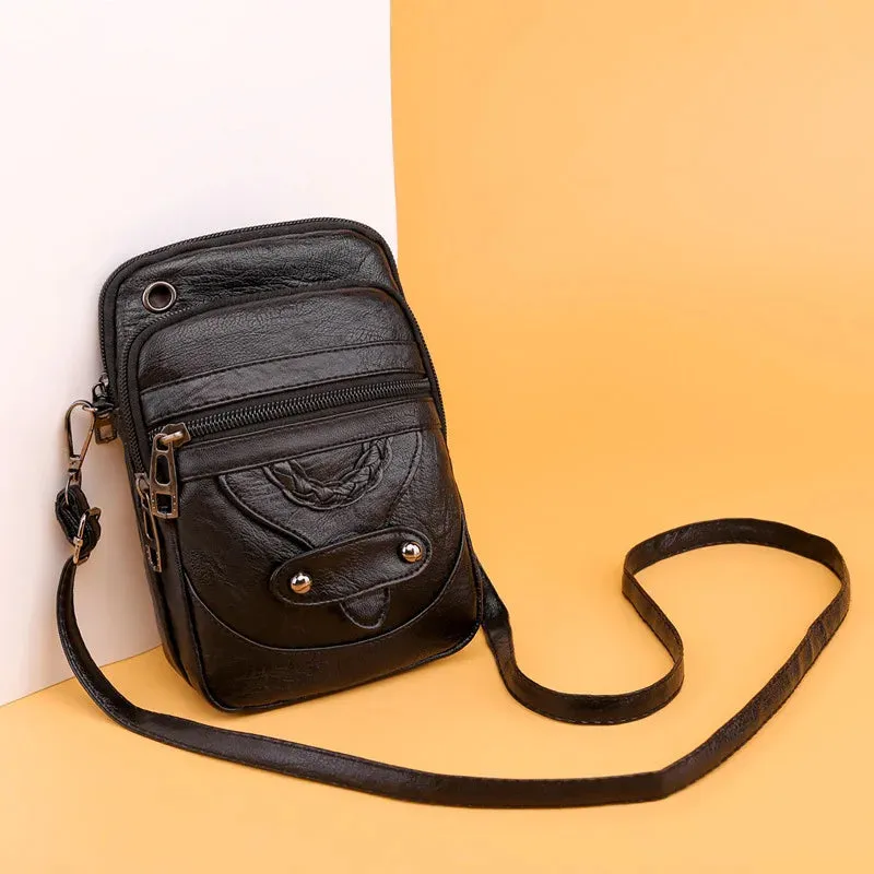 Vintage Small Crossbody Bags for Women PU Leather Purses and Handbags Designer Shoulder Bag Female Phone Pocket Bag