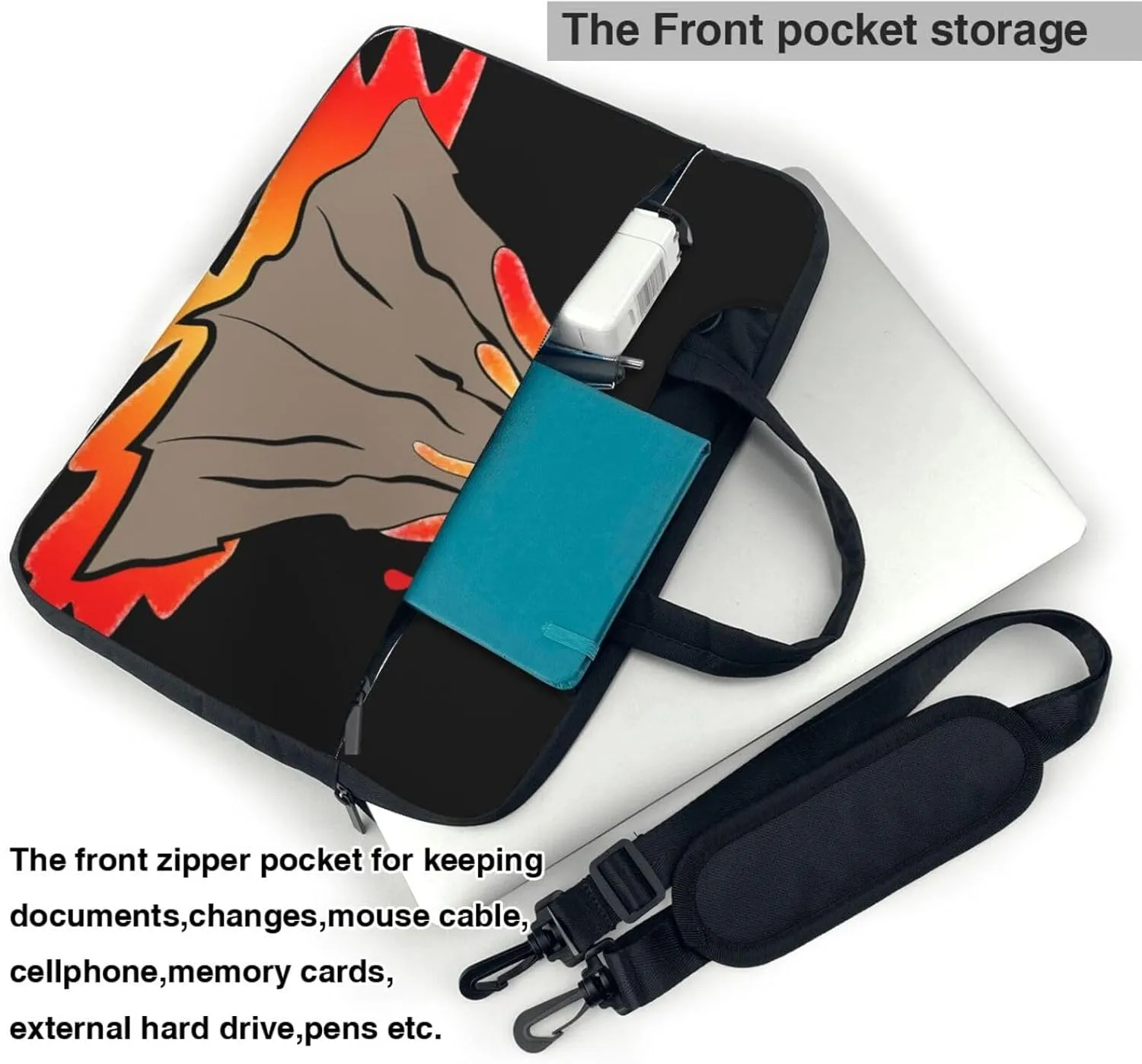 volcano Print Large Capacity Portable Crossbody Cute Laptop Bag For Women Men, 13 14 15.6 in