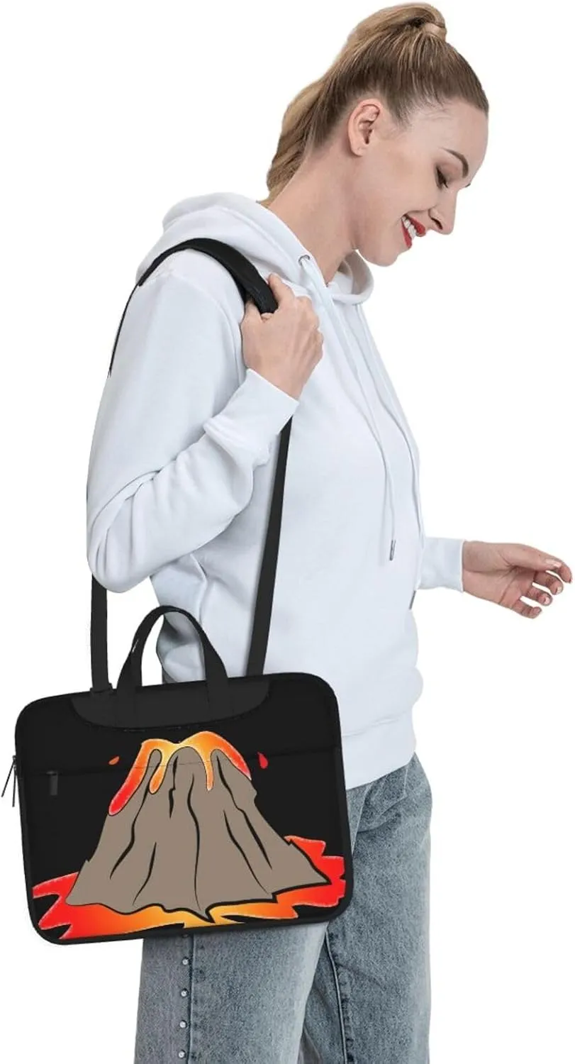 volcano Print Large Capacity Portable Crossbody Cute Laptop Bag For Women Men, 13 14 15.6 in