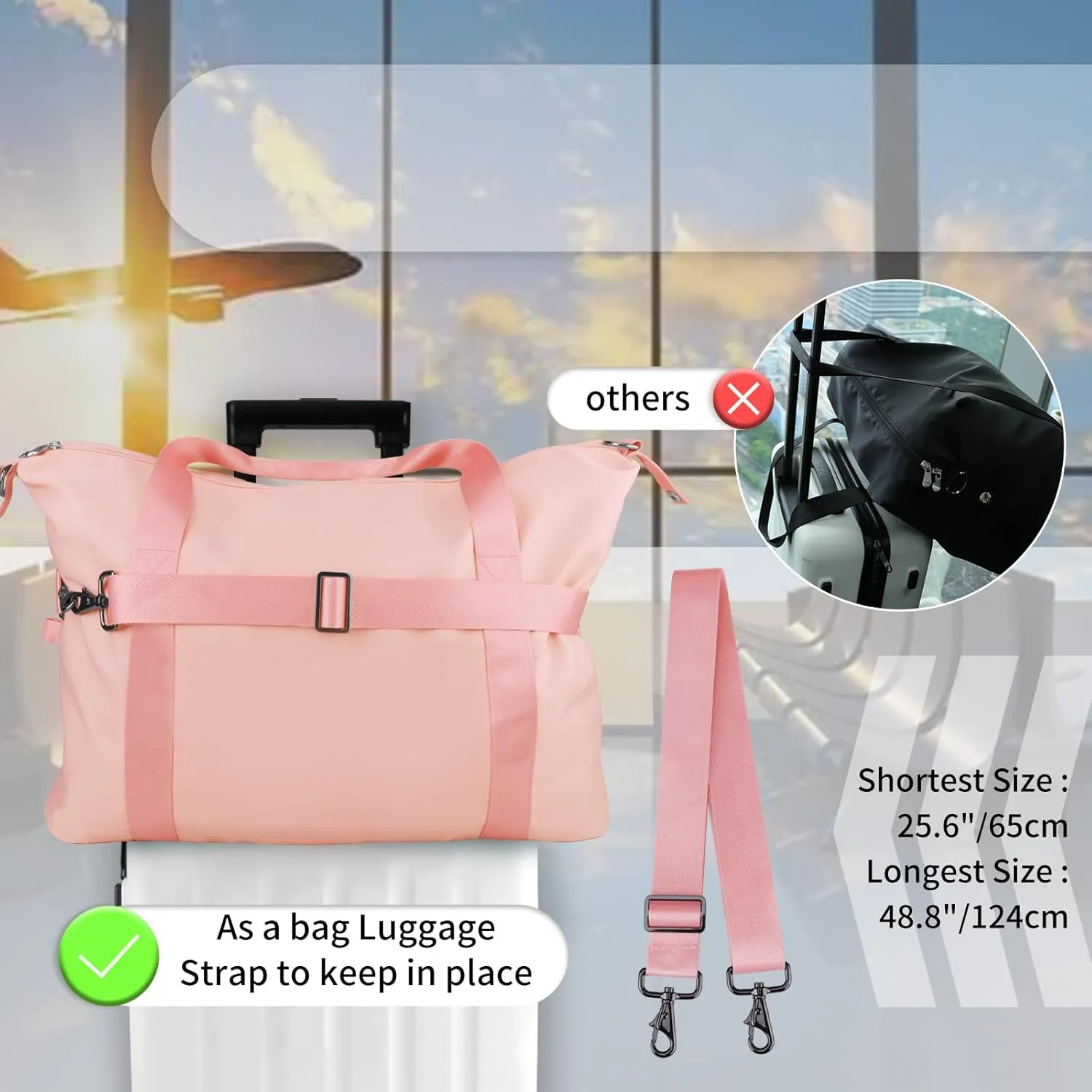 WALNEW Travel Duffle Bag for Women - Water-resistant Duffle Bag with Wet Pocket, Carry On Personal Item Travel Bag, Weekender Overnight Bag, Hospital Bag for Women Labor Delivery, Pink