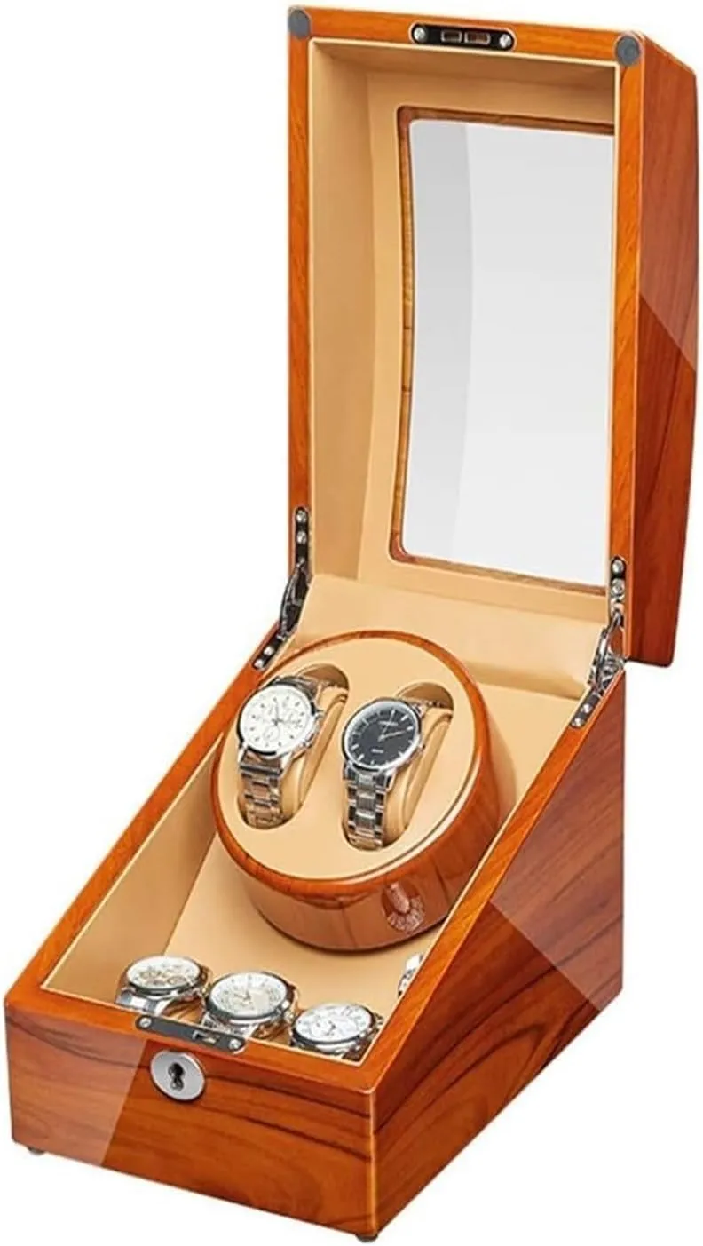 Watch Case Automatic Wood Watch Winder Box Piano Paint Exterior Silent Motor Adapter and Battery Powered Accessories Watch Box
