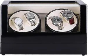 Watch Winder Box 4, Wood Shell Piano Paint Exterior, 4 Rotation Mode Setting, Extremely Silent Motor Watches Watch Winder Display Watch Box Storage
