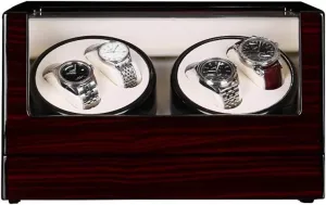 Watch Winder Box 4, Wood Shell Piano Paint Exterior, 4 Rotation Mode Setting, Extremely Silent Motor Watches Watch Winder for Automatic Watches D