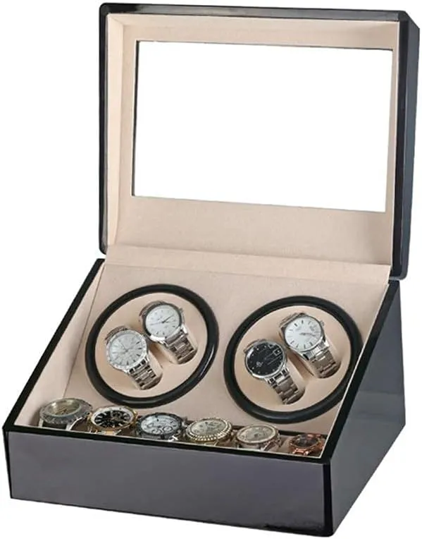 Watch Winder for 10 Automatic Watches Wood Shell Piano Paint Exterior and Extremely Silent Motor Flexible