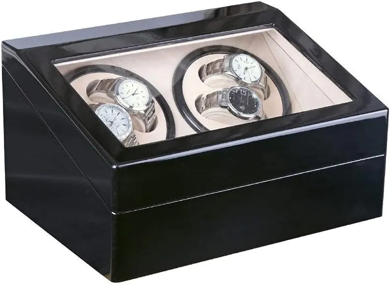 Watch Winder for 10 Automatic Watches Wood Shell Piano Paint Exterior and Extremely Silent Motor Flexible