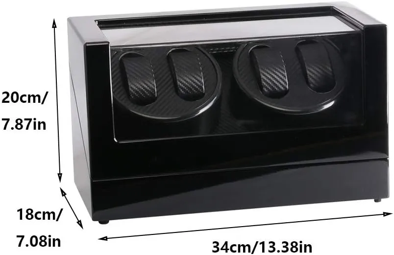 Watch Winder for 4 Watches, Wood Shell Piano Paint Exterior, Carbon Fiber Leather, Extremely Silent Motor Watches Watch Winder Display Watch Box Watch Storage Gift
