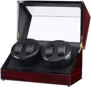 Watch Winder for 4 Watches, Wood Shell Piano Paint Exterior, PU Leather, Rotating Watches Storage Box Watch Winder Display Watch Box Watch Storage Gift