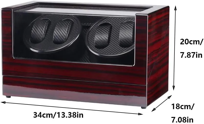 Watch Winder for 4 Watches, Wood Shell Piano Paint Exterior, PU Leather, Rotating Watches Storage Box Watch Winder Display Watch Box Watch Storage Gift