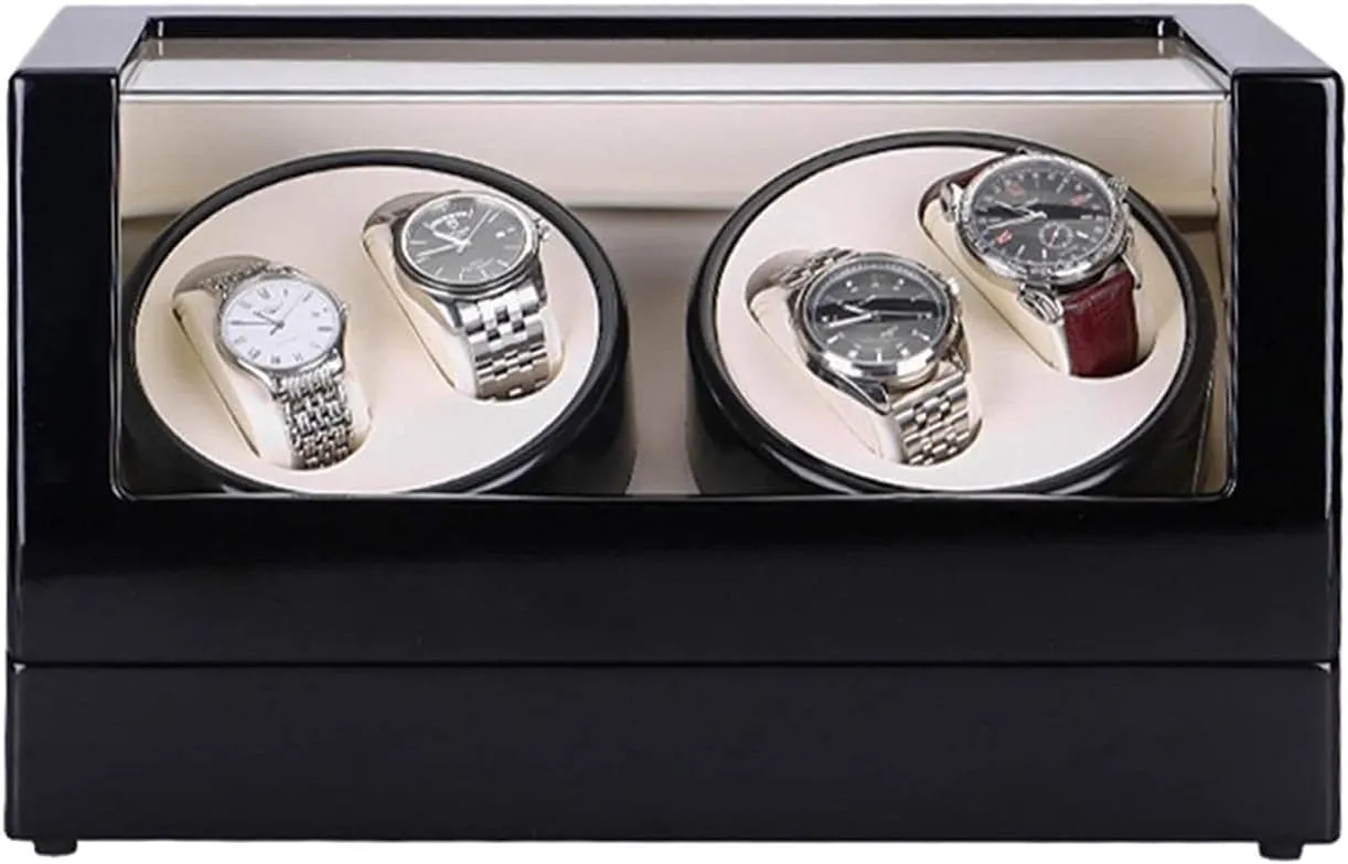 Watches and Jewelry Watch Winder Box 4, Wood Shell Piano Paint Exterior, 4 Rotation Mode Setting, Extremely Silent Motor