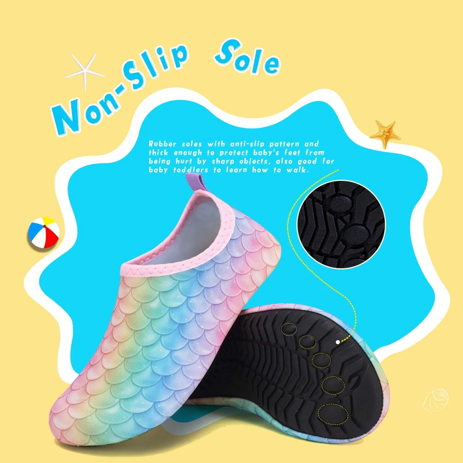 WateLves Kids Water Shoes Toddler Girls Boys Barefoot Non-Slip Quick Dry Aqua Socks for Beach Swim Walking