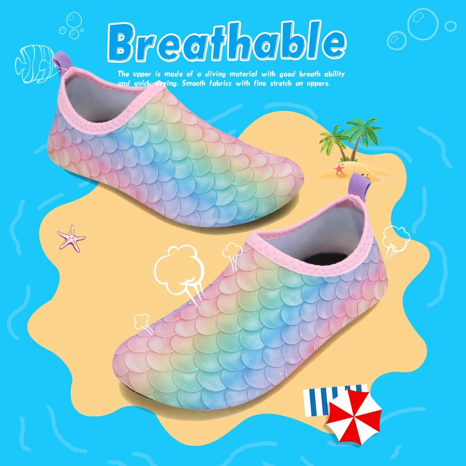 WateLves Kids Water Shoes Toddler Girls Boys Barefoot Non-Slip Quick Dry Aqua Socks for Beach Swim Walking