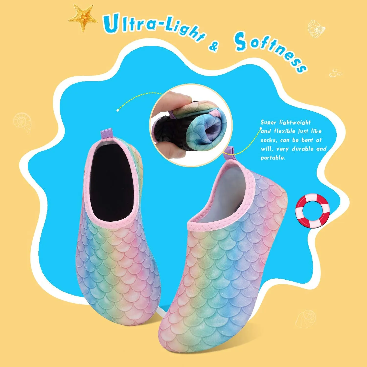 WateLves Kids Water Shoes Toddler Girls Boys Barefoot Non-Slip Quick Dry Aqua Socks for Beach Swim Walking
