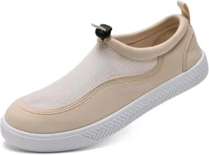 WateLves Water Shoes for Women and Men - Quick-Dry Multi-Purpose Casual Water Sneakers Slip-On with Drainage Holes - Lightweight, Breathable Aqua Shoes for Swim Beach Walking (Beige, 37)