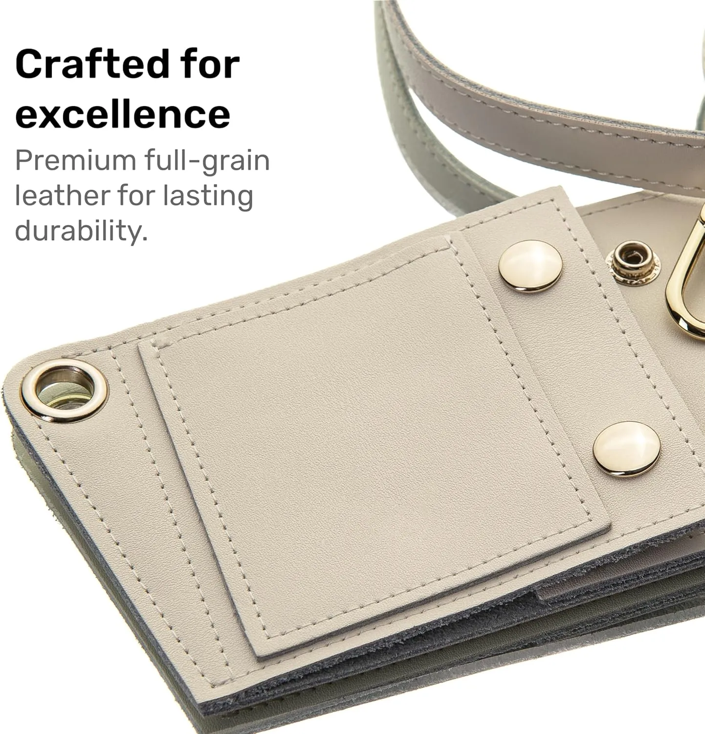 Water Bottle Carrier Strap White Leather Compatible with Stanley 30/40oz Tumbler with Handle, Adjustable Shoulder Strap Credit Card Holder Keyring for Keys for Travel Yoga Workout