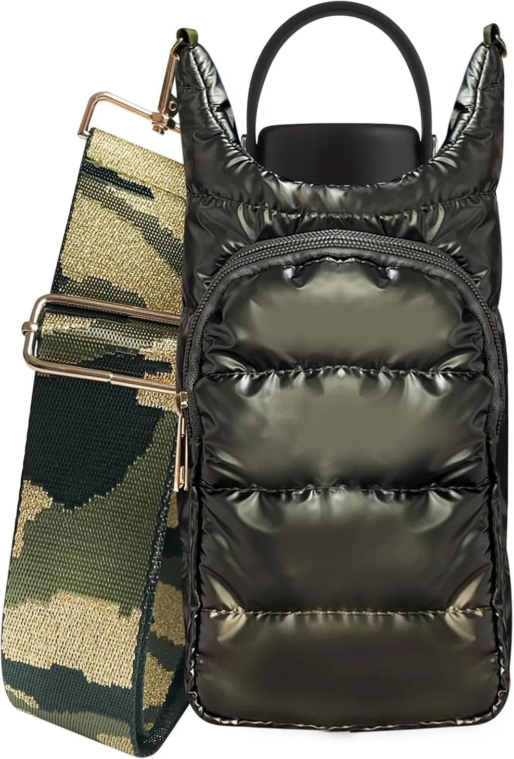 Water Bottle Holder with Strap Quilted Crossbody HydroBag Stylish Puffer Waterbottle Purses Water Bottle Sling Bag Water Bottle Accessories for Gifts Outdoor Travel Walking Hiking Camping