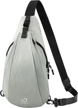WATERFLY Small Crossbody Sling Bag: Lightweight Women Men Sling Backpack Stylish Casual Cross Body Bag Adjustable Straps Chest Bag Daypack for Shopping Hiking Travelling Green