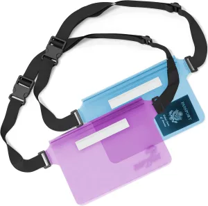Waterproof Fanny Pack Pouch (2 Pack) for Men & Women Dry Bag Water Resistant with Adjustable Waist Strap - Protects Valuables at Water Sports (Blue & Violet)