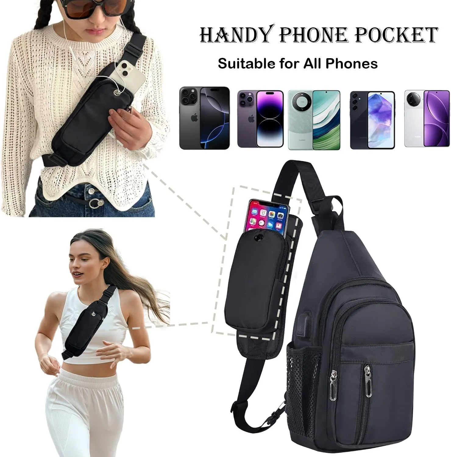 Waterproof Sling Backpack Crossbody Sling Bag, Cross Bag Adjustable Travel Hiking Essentials Casual Daypack Multipurpose Chest Bag Purse for Women Men