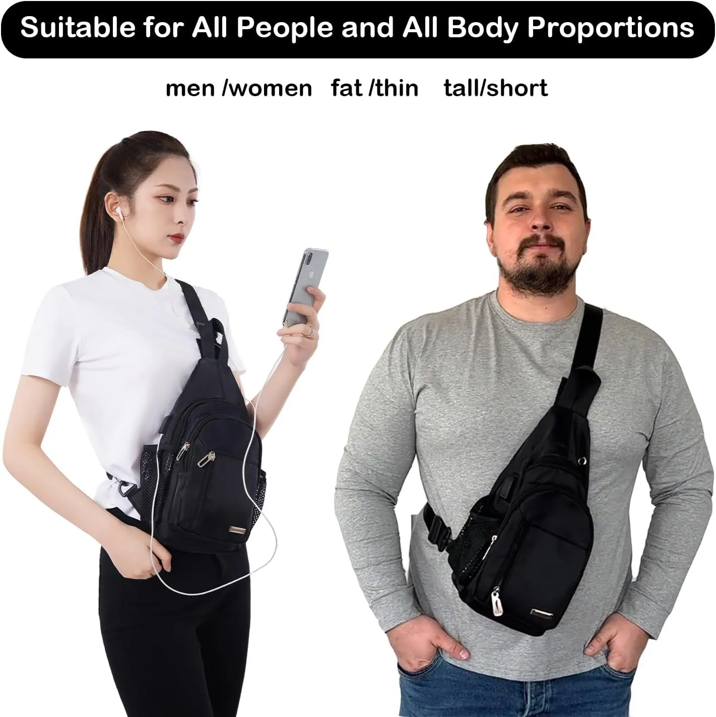 Waterproof Sling Backpack Crossbody Sling Bag, Cross Bag Adjustable Travel Hiking Essentials Casual Daypack Multipurpose Chest Bag Purse for Women Men