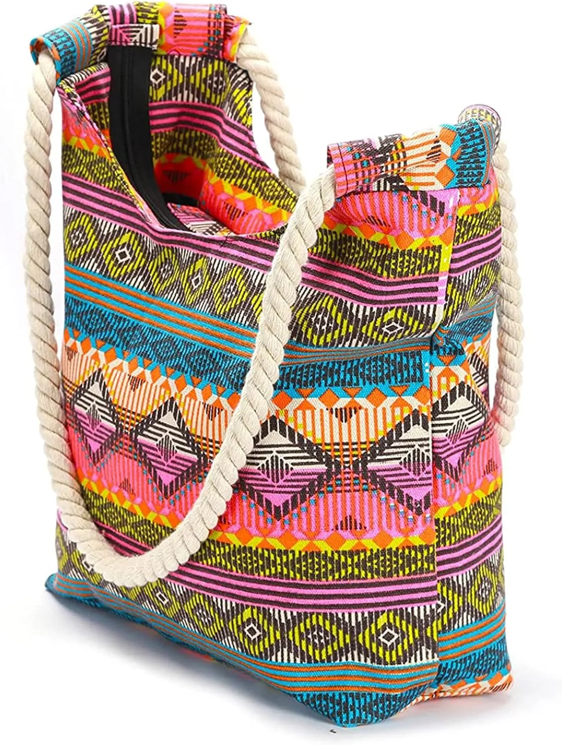 We We Large Canvas Straw Beach Pool Bag Waterproof Beach Tote Bags for Women Travel Shoulder Handbag