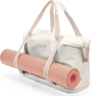 Weekender Foldable Travel Duffel Bag - Waterproof Carry On Tote for Women's Travel, Sport, Gym, Hospital Labor and Delivery - Overnight Luggage Bag, 40L, Beige