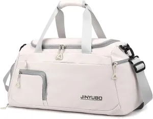 Weekender Overnight Bag Travel Duffel Bag with Independent Shoe Compartment Carry On Sports Tote Gym Bag for Women Men (Beige)
