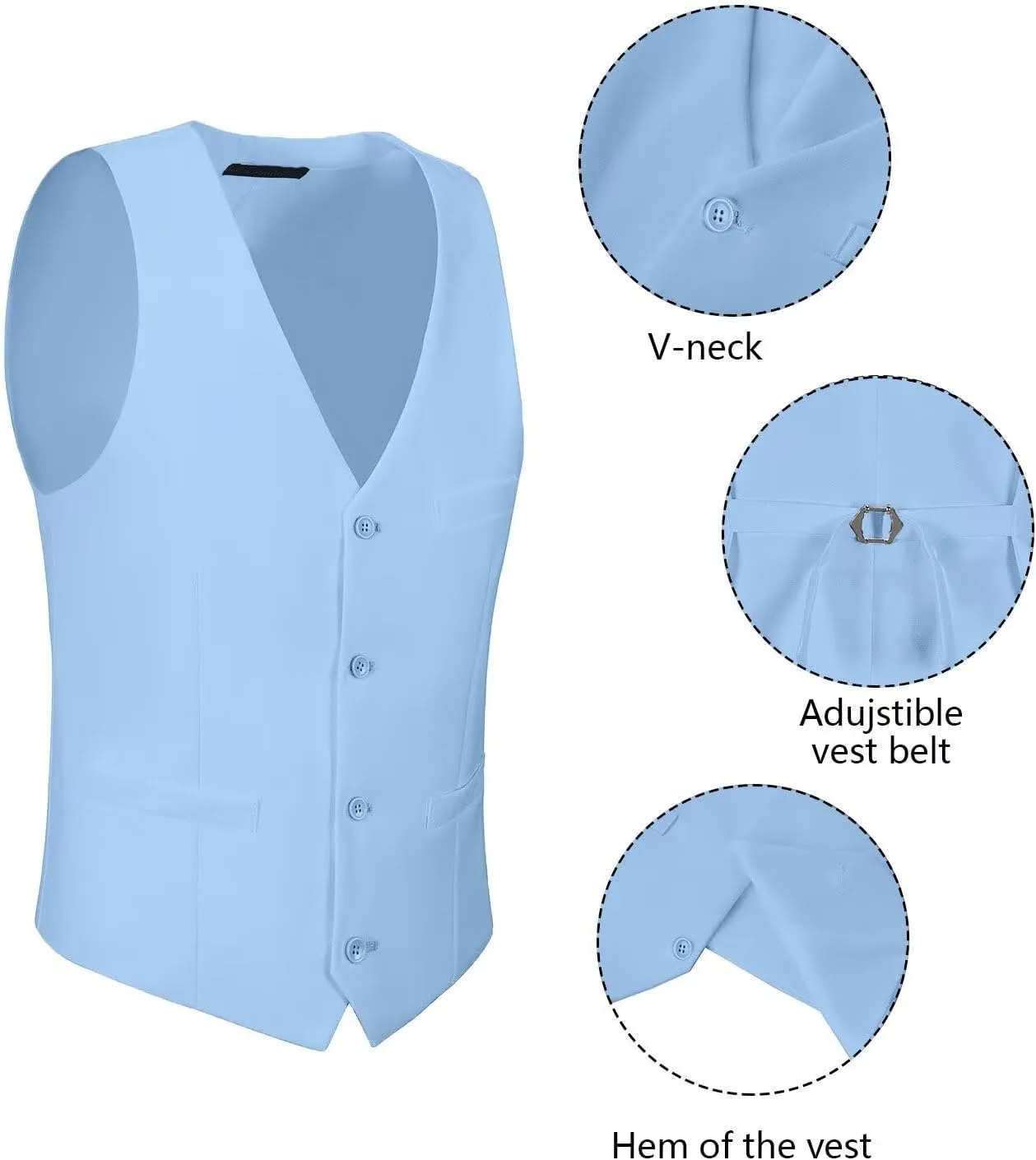 Wehilion Men's Suits 2 Pieces, Vest Pants Set for Men, V-Neck Slim Fit Casual Suit Waistcoat
