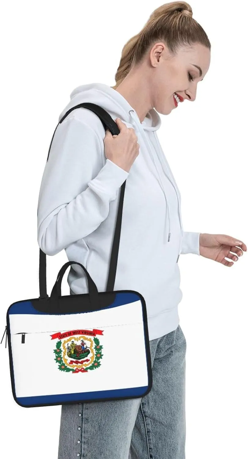 West Virginia State Flag Print Laptop Adjustable Shoulder Strap With Handle Accessory Pocket For Men Women