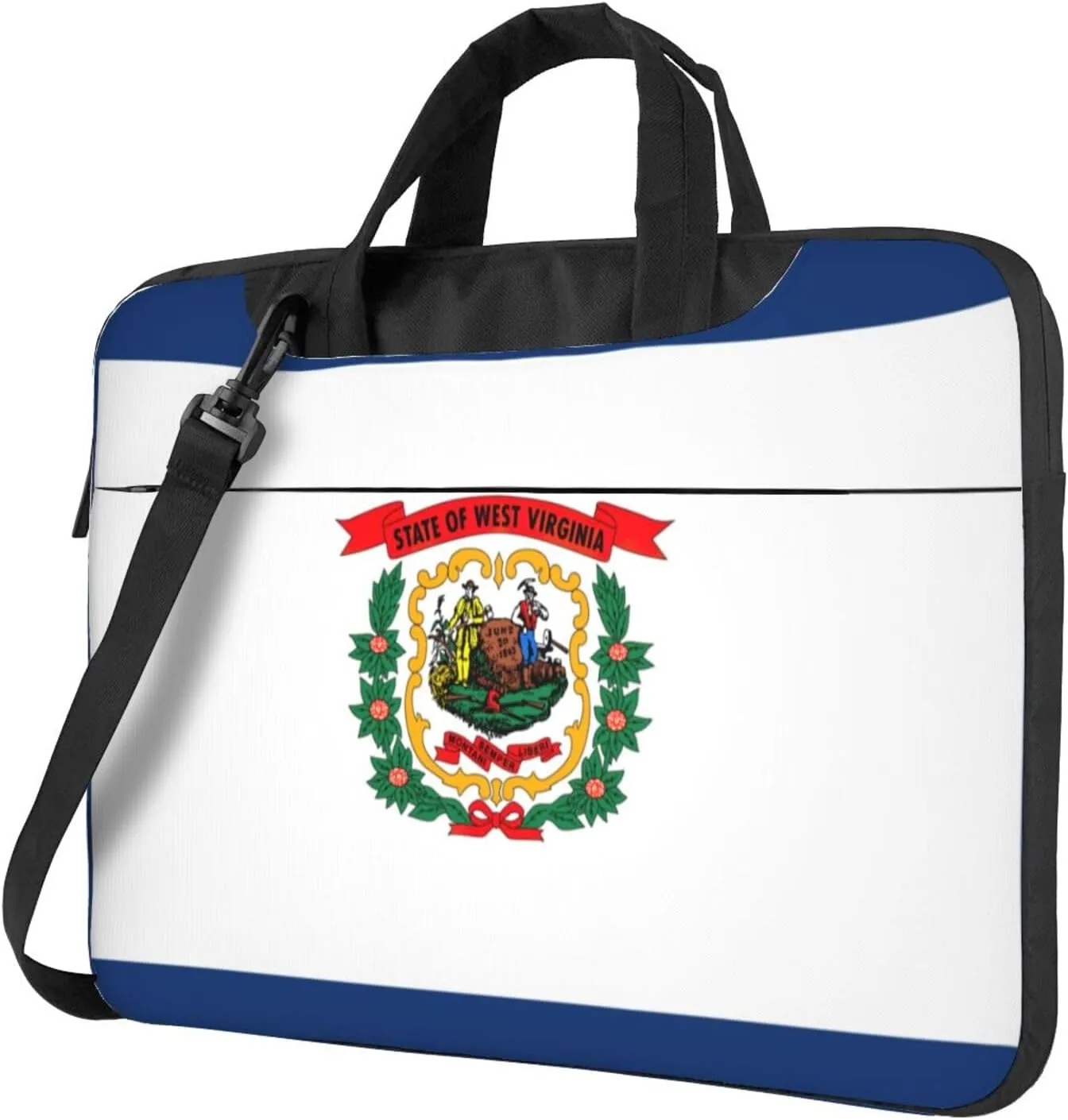 West Virginia State Flag Print Laptop Adjustable Shoulder Strap With Handle Accessory Pocket For Men Women