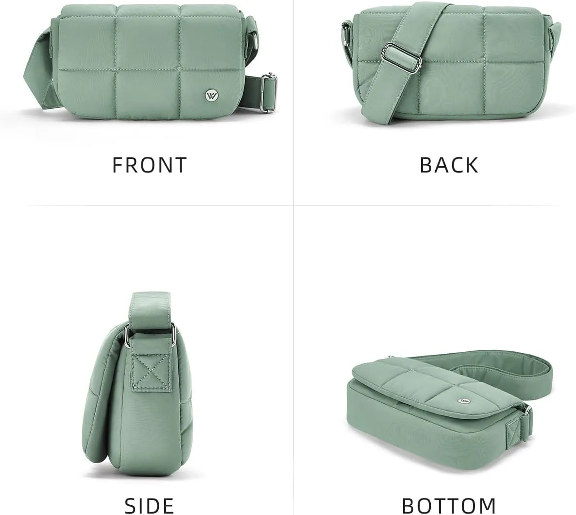 WESTBRONCO Small Puffer Crossbody Bags for Women Nylon Shoulder Bag Quilted Crossbody Purse with Adjustable Strap
