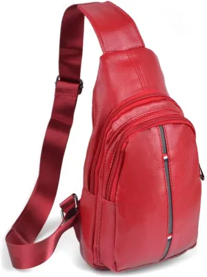 WESTEND Crossbody Leather Sling Bag Backpack with Adjustable Strap