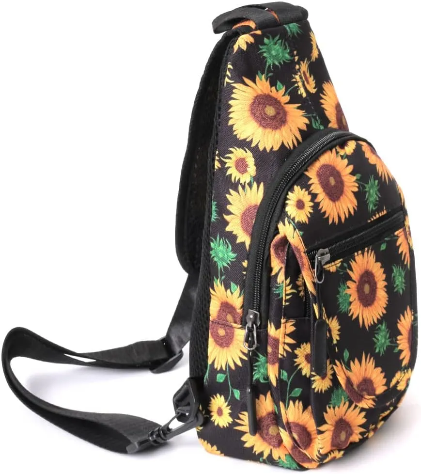 WESTEND Novelty Crossbody Sling Bag Backpack with Adjustable Strap for Men and Women, Sunflower