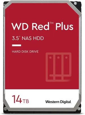 Western Digital 14TB WD Red Plus NAS Internal Hard Drive HDD - 7200 RPM, SATA 6 GB/s, CMR, 512 MB Cache, 3.5" - WD140EFGX