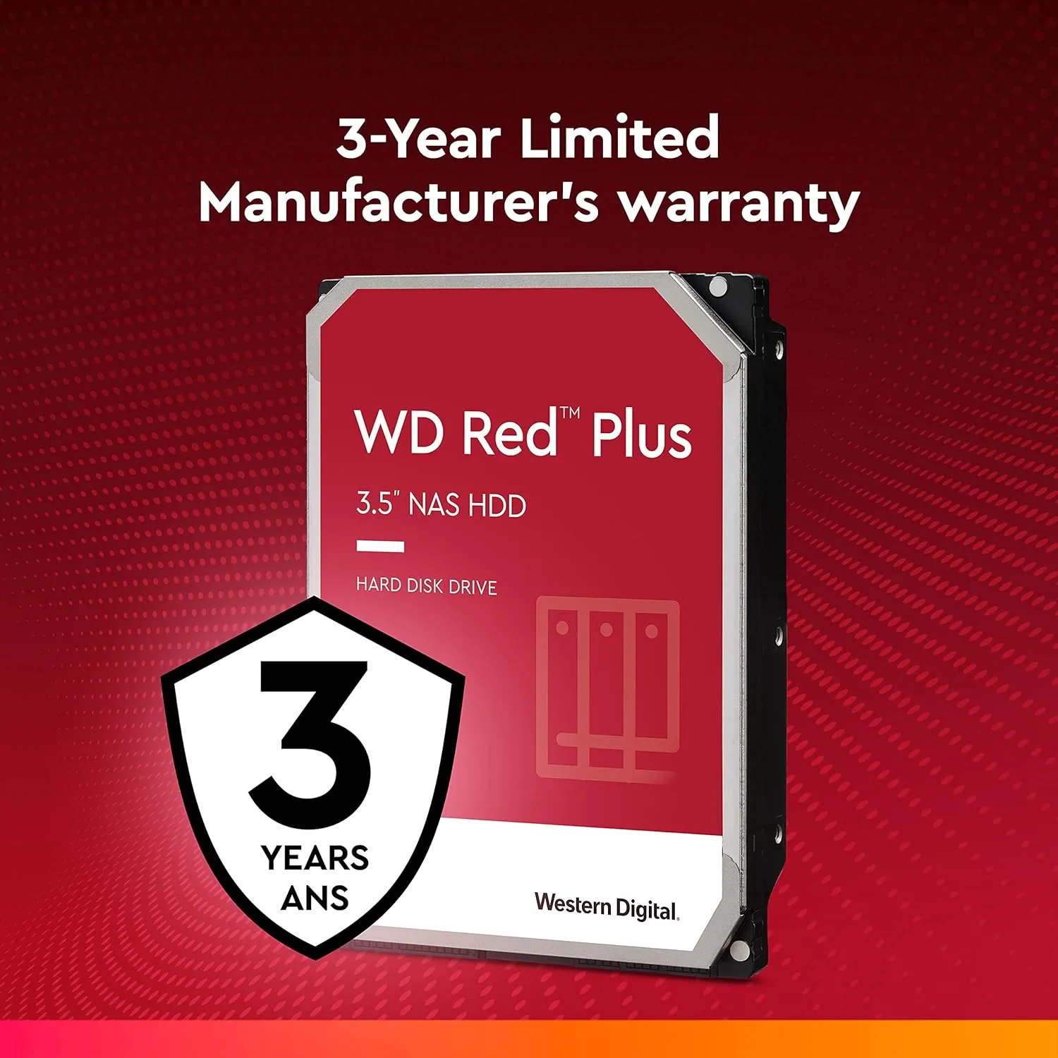 Western Digital 14TB WD Red Plus NAS Internal Hard Drive HDD - 7200 RPM, SATA 6 GB/s, CMR, 512 MB Cache, 3.5" - WD140EFGX