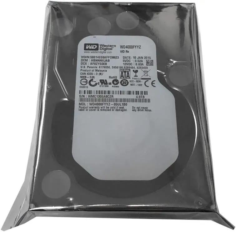 Western Digital 4TB 3.5 Inch SATA III, 7200 RPM, 64 MB Cache Enterprise Hard Drive (Western Digital4000FYYZ)