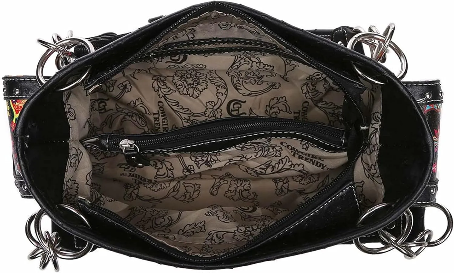 Western Style Spring Butterfly Flower Purse Women Country Handbag Rhinestone Stud Shoulder Bag Wallet Set