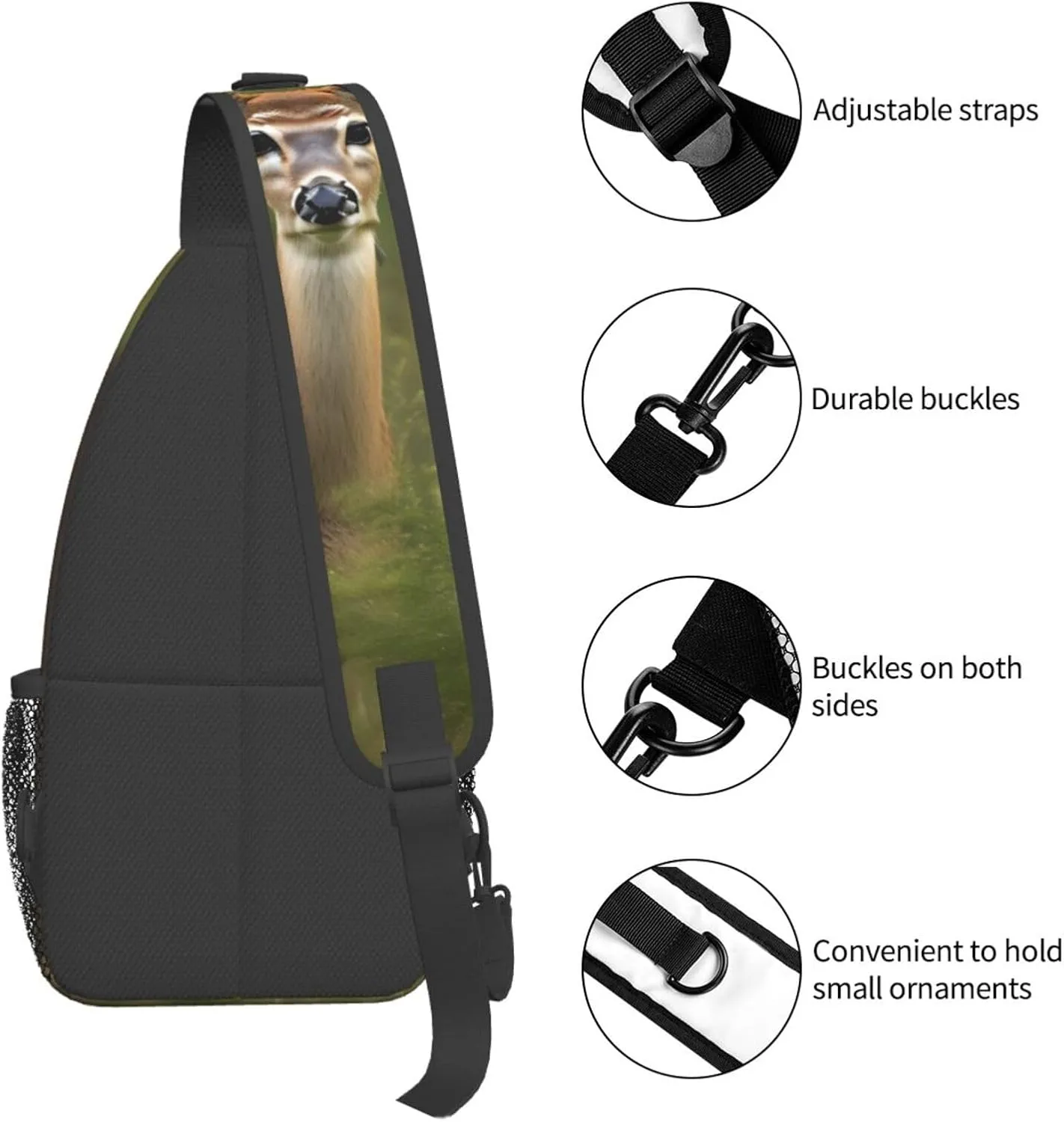 Whitetail Deer Fawn In Wilderness Stag High Storage Capacity Chest Bag Diagonally Sling Backpack Crossbody Shoulder Bag For Men Women