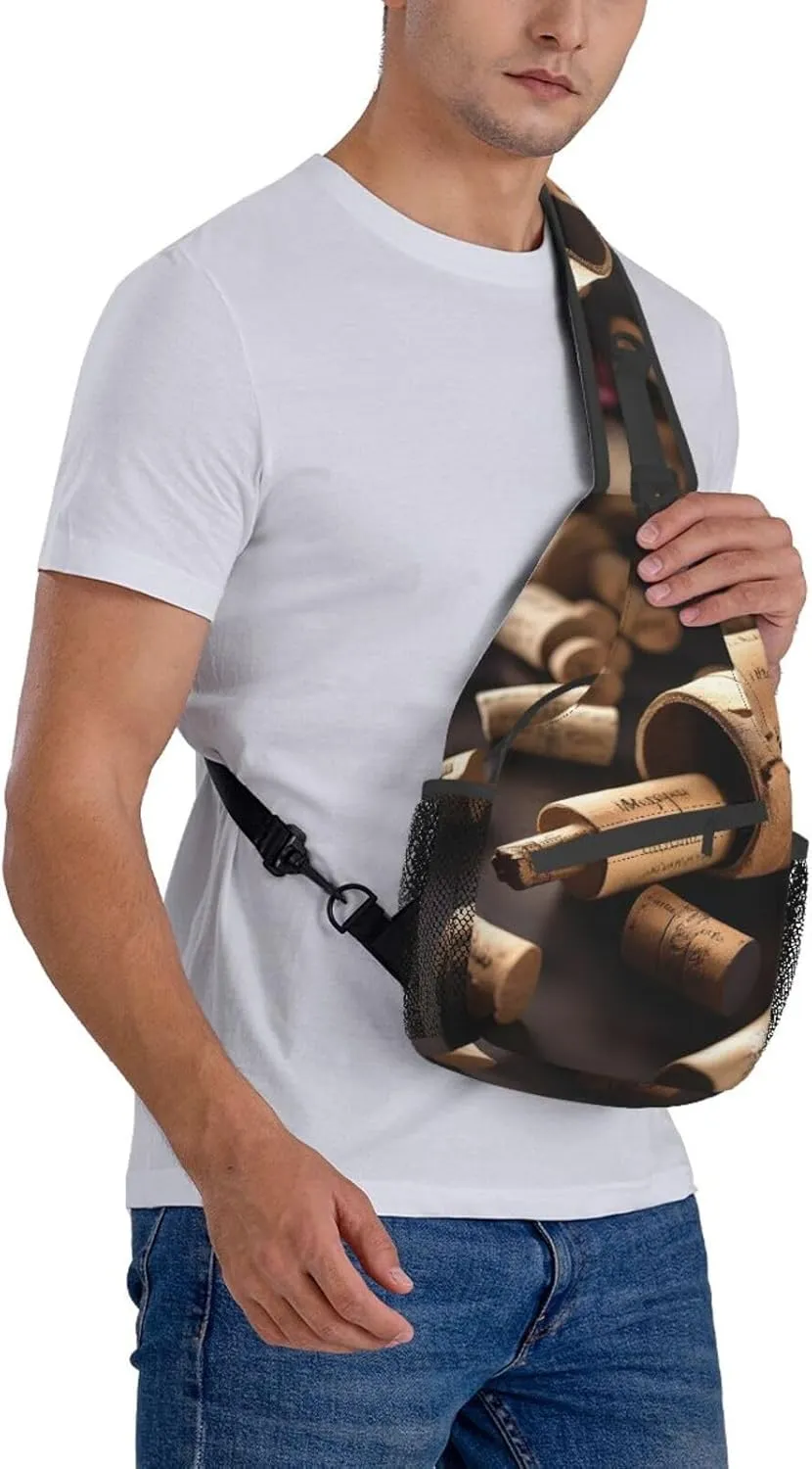 Wine Bottle Cork High Storage Capacity Chest Bag Diagonally Sling Backpack Crossbody Shoulder Bag For Men Women