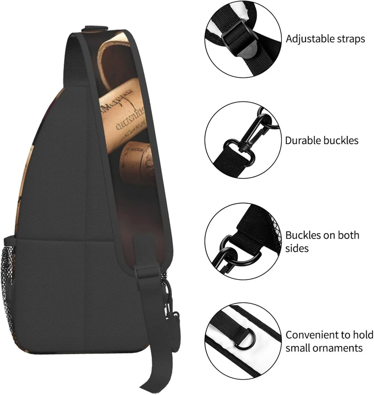 Wine Bottle Cork High Storage Capacity Chest Bag Diagonally Sling Backpack Crossbody Shoulder Bag For Men Women