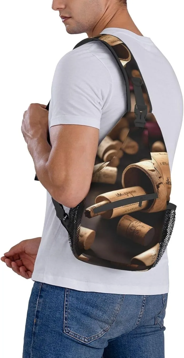 Wine Bottle Cork High Storage Capacity Chest Bag Diagonally Sling Backpack Crossbody Shoulder Bag For Men Women
