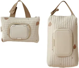 Wipes Storage, Embroidered bear Stroller Wet Wipe Pouches Portable Baby Wipe Holder Embroidery Baby Wipes Storage Bag for Travel
