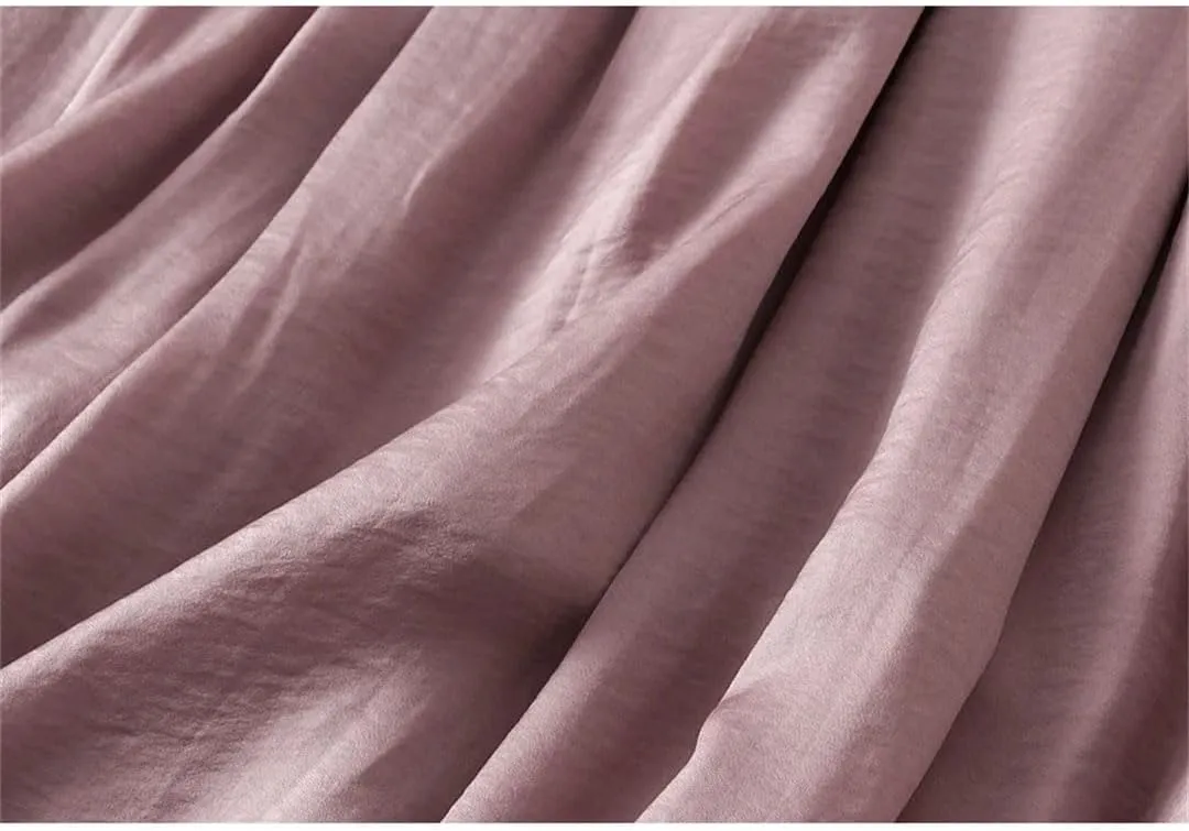 Women Ankle-Length Long Pleated Skirt Summer Solid Color Casual Thin Long All-Match Maxi Skirts