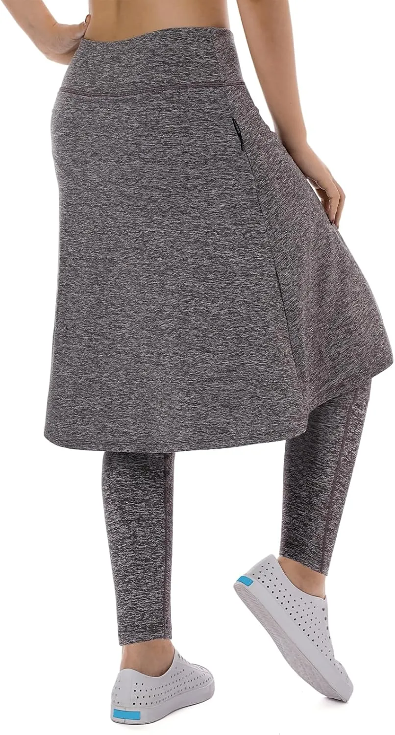 Women Athletic Knee Length Skirts with Full Length Leggings,Skorts Leggings&Skirted Leggings Skorts Women