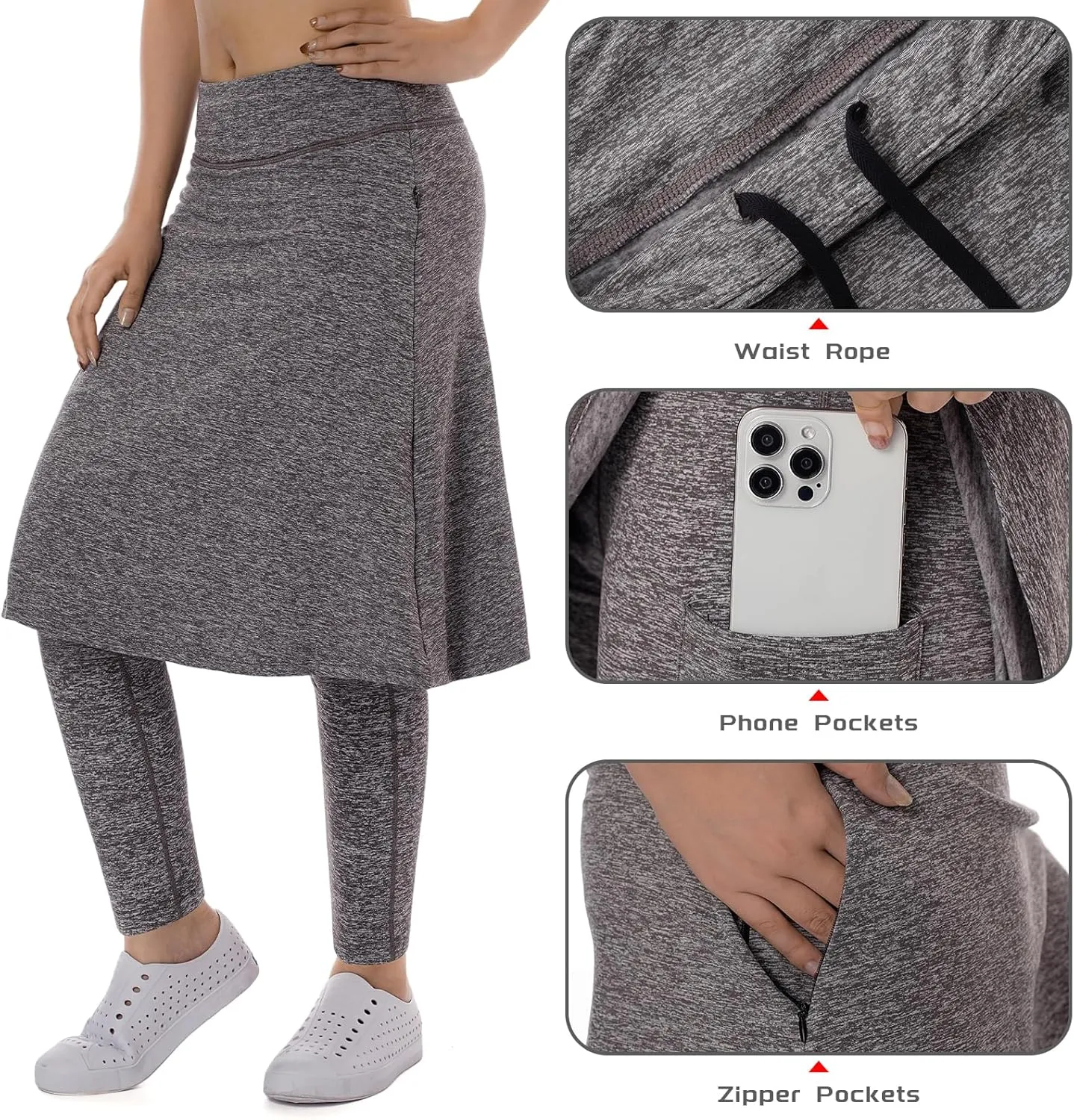 Women Athletic Knee Length Skirts with Full Length Leggings,Skorts Leggings&Skirted Leggings Skorts Women
