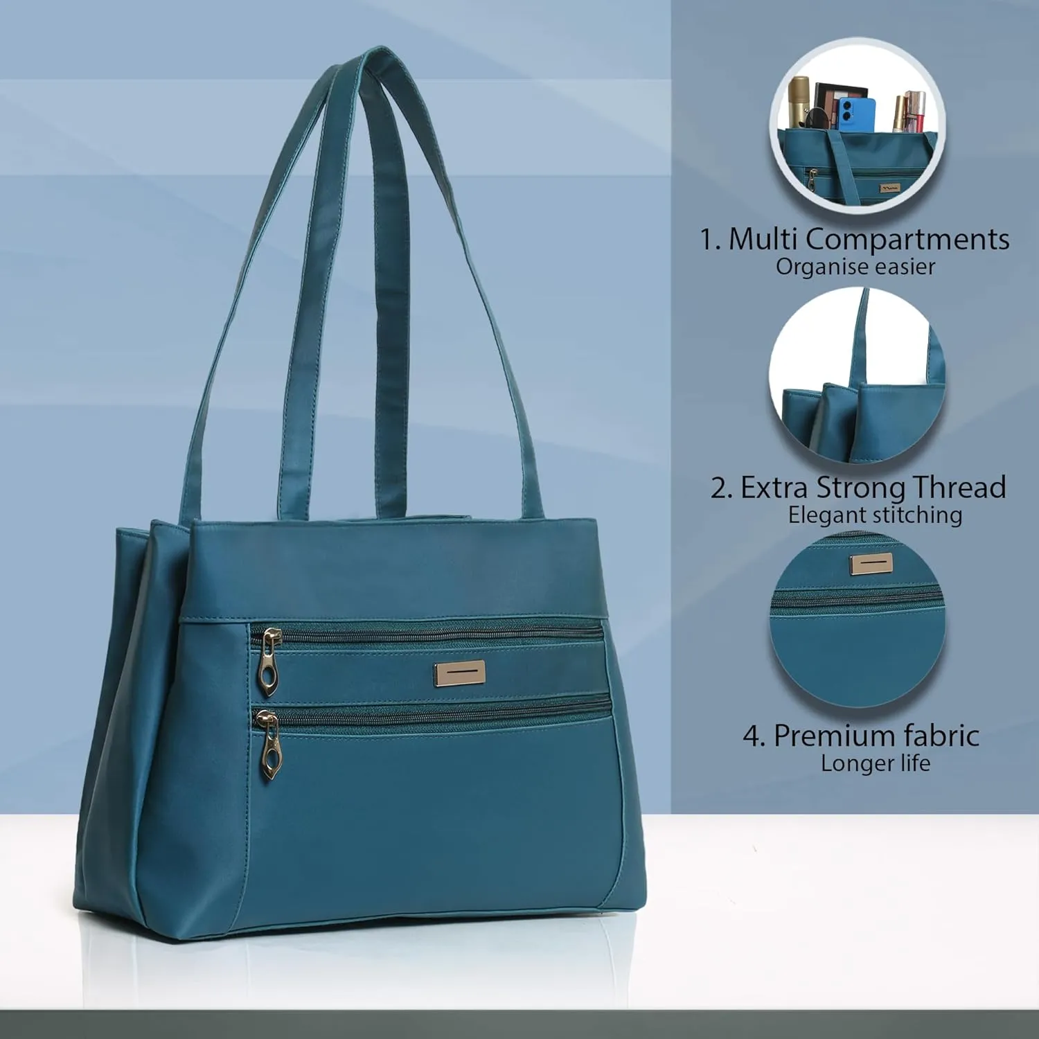 Women Leather Tote Bag, Classic Unlined Design, Interior and Exterior Pockets, Stylish, Lightweight for casual