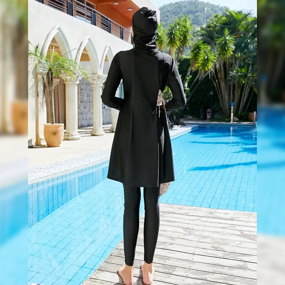 Women Muslim Swimsuit Burkini Floral Print Modest Swimwear Long Sleeve Full Cover Hijab Islamic Bathing Suit Beachwear