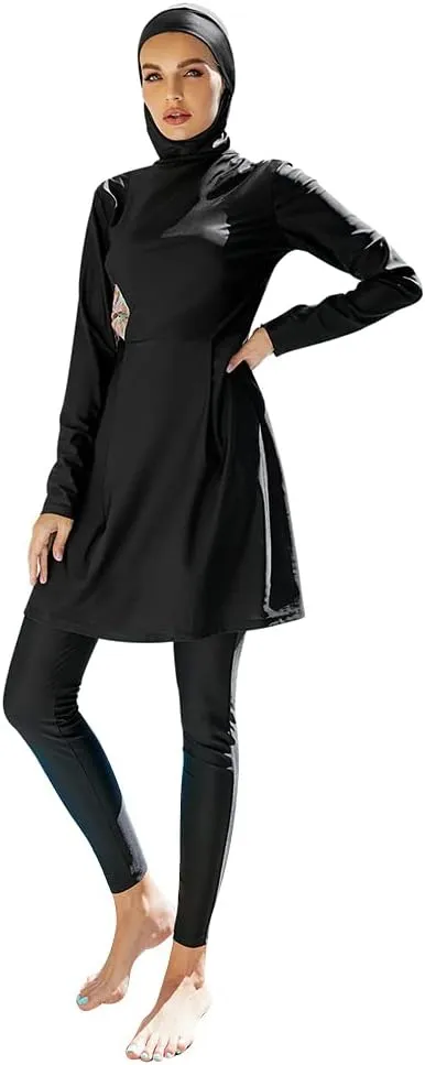 Women Muslim Swimsuit Burkini Floral Print Modest Swimwear Long Sleeve Full Cover Hijab Islamic Bathing Suit Beachwear