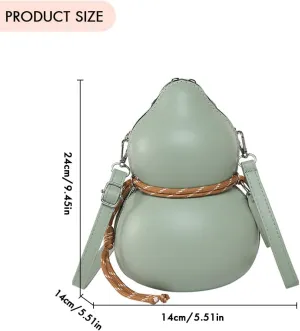 Women PU Gourd Shape Fashion Shoulder Bag Large Capacity Slouchy Tote Handbag Adjustable Strap Trendy Messenger Bag O