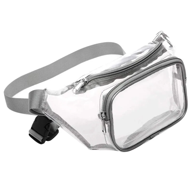 Women Pvc Waist Belt Bag Fanny Pack Hip Bum Bag Clear Transparent Chest Pouch Bag Beach Travel Banana Hip Zipper Running Bag