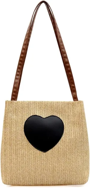 Women Woven Beach Basket Bag Handmade Crossbody Bag Rattan Small Handbag Bohemian Casual